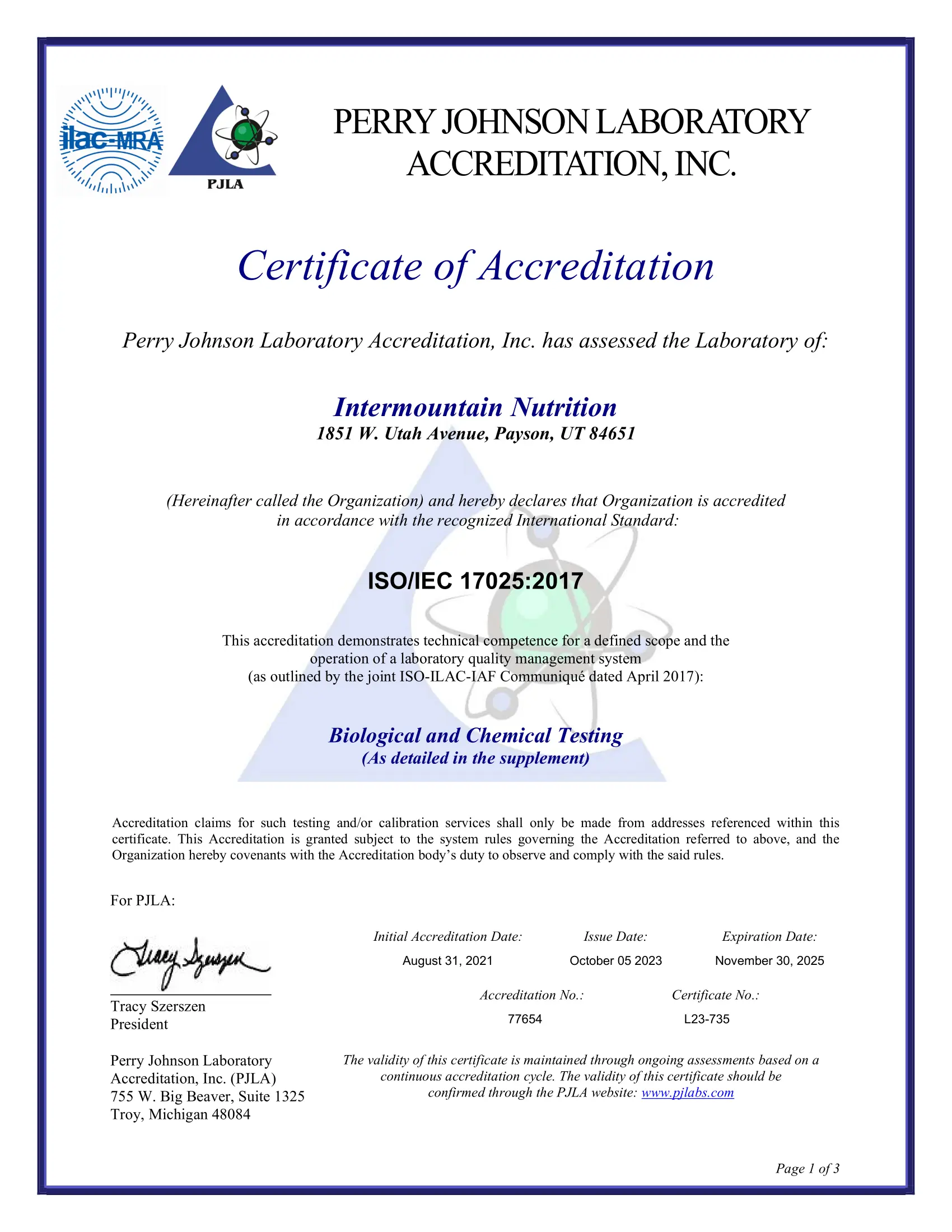Certificate #1